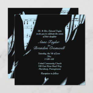 Abstract Black and Powder Blue Music Invitation