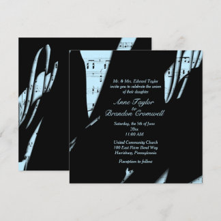 Abstract Black and Powder Blue Music   Invitation