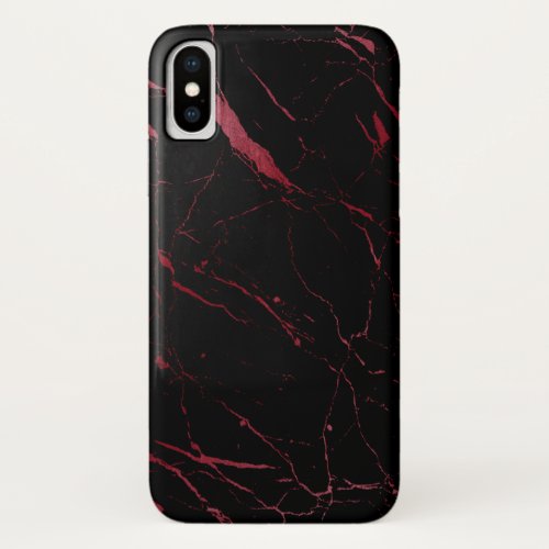 Abstract Black and Red Marble Designer iPhone X Case