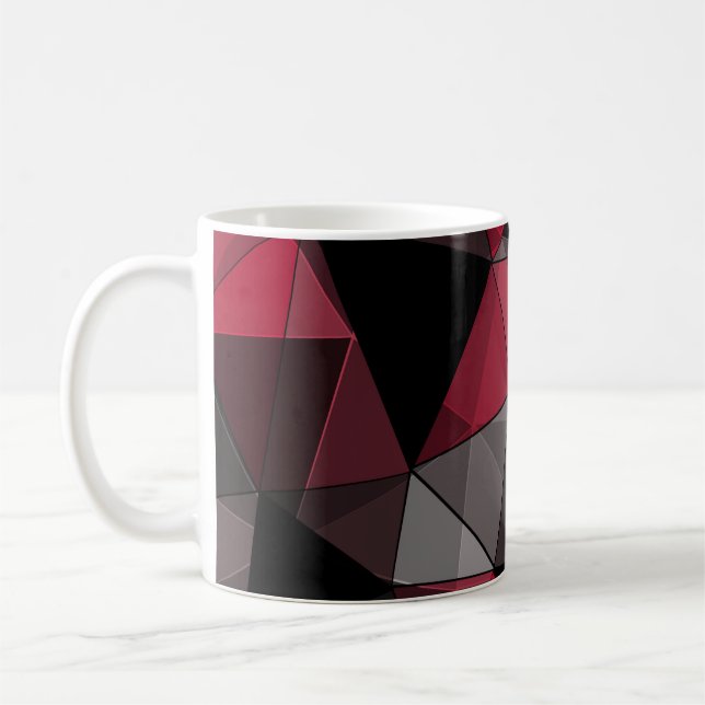 Abstract, black and red, triangle, geometric, blac coffee mug (Left)