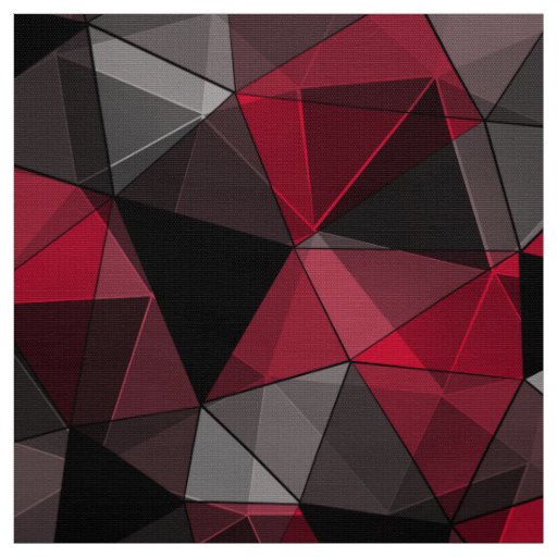 Abstract, black and red, triangle, geometric, blac fabric