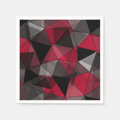 Abstract black and red triangle geometric blac napkins