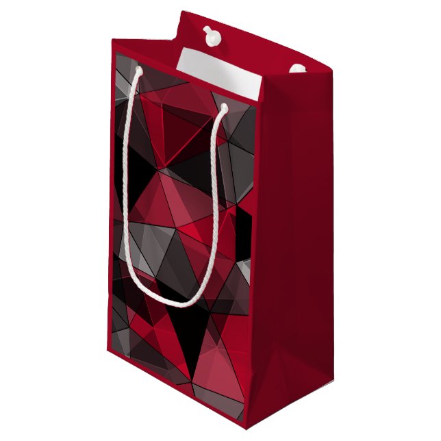 Abstract, black and red, triangle, geometric, blac small gift bag (Front Angled)