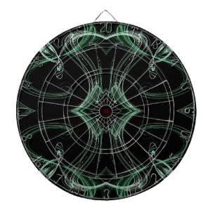 Abstract Black and Teal Green Fractal Dart Board