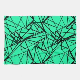 Abstract black and turquoise kitchen towel