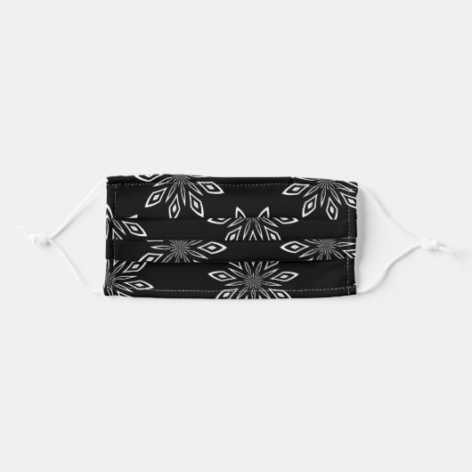Abstract Black and White 9 Point Star Pattern Adult Cloth Face Mask (Front, Folded)
