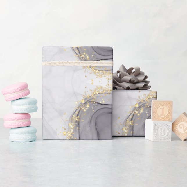 Abstract Black and White Agate Marble Swirl  Wrapping Paper (Baby Shower)