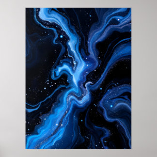 Abstract Black And White Art.Cosmic Blue Marble Poster