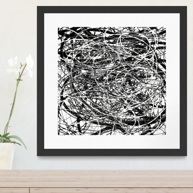 Abstract black and white art framed art (Entryway)