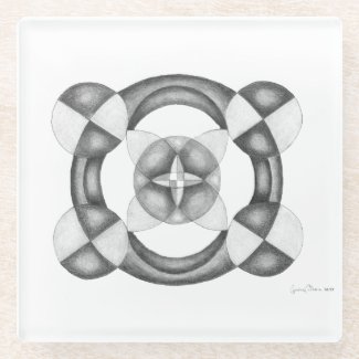 Abstract Black and White Art Mandala Simple Design Glass Coaster