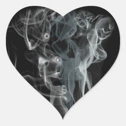 Abstract Black and White Beautiful Smoke Design Heart Sticker