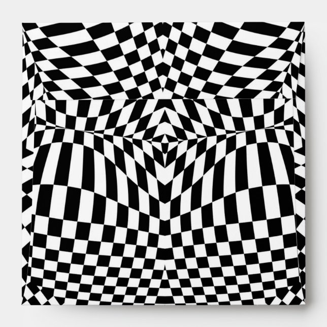 Abstract black and white checkered pattern envelope (Back (Top Flap))
