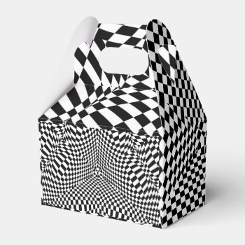 Abstract Black And White Checkered Pattern Favor Boxes by whydesign at Zazzle