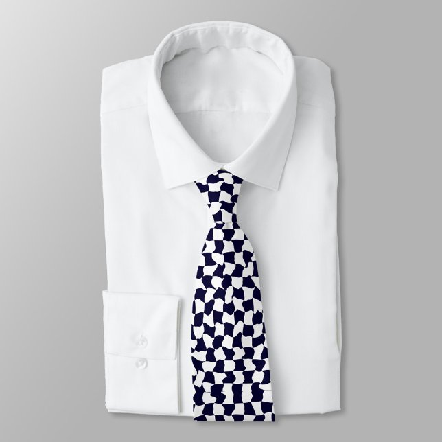 Abstract black and white checkered pattern  neck tie (Creator Uploaded)
