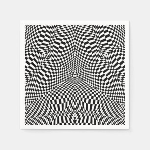 Abstract black and white checkered pattern paper napkins
