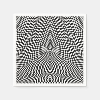 Abstract Black And White Checkered Pattern Paper Napkins by whydesign at Zazzle