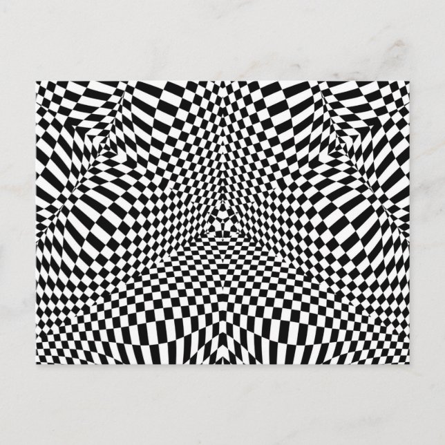 Abstract black and white checkered pattern postcard (Front)