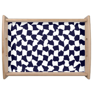 Abstract black and white checkered pattern serving tray