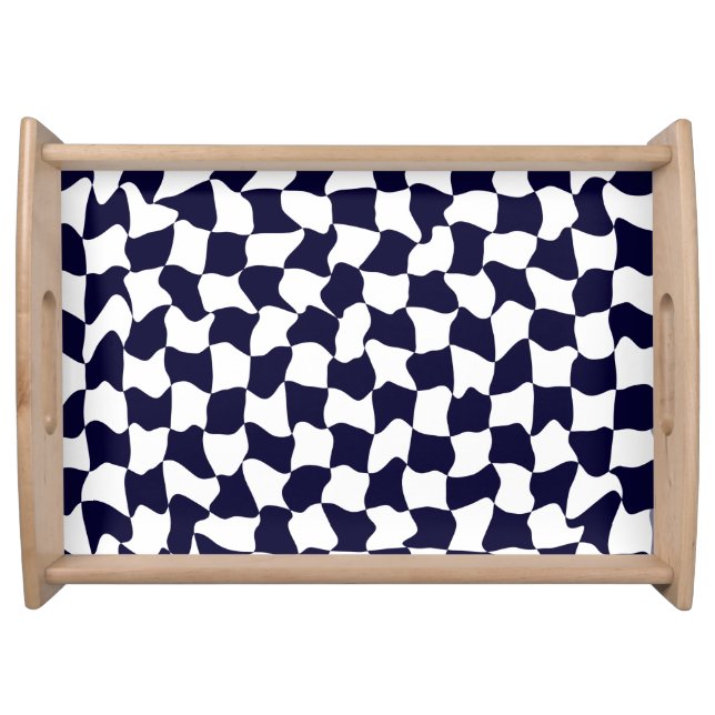 Abstract black and white checkered pattern serving tray (Front)