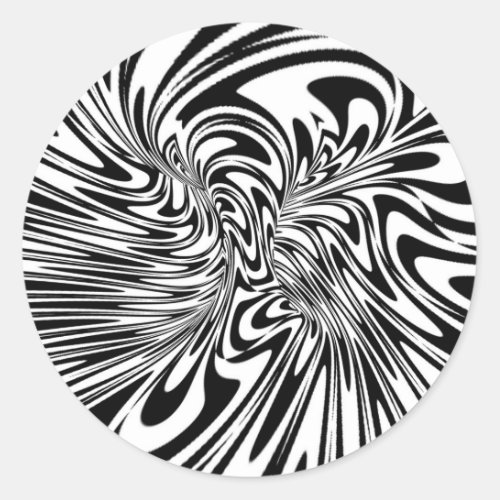 abstract  Black and white Classic Round Sticker
