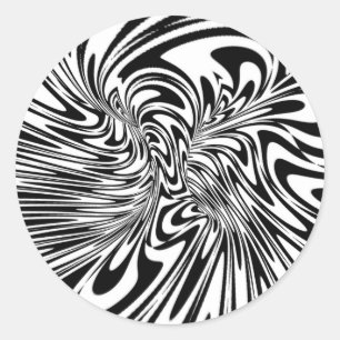 abstract Black and white Classic Round Sticker