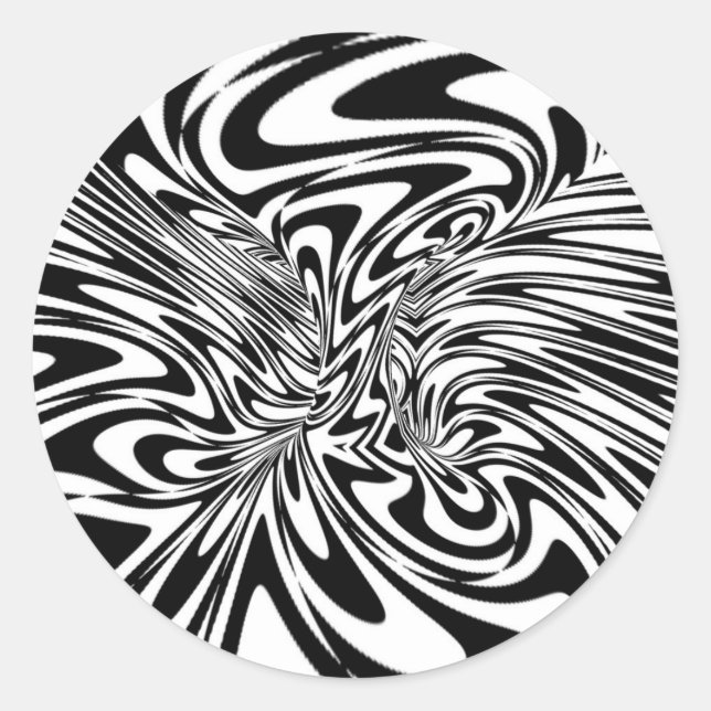 abstract  Black and white Classic Round Sticker (Front)
