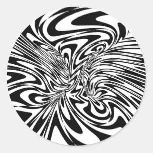 abstract Black and white Classic Round Sticker