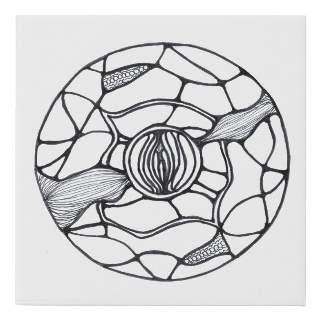 Abstract black-and-white design faux canvas print (Front)