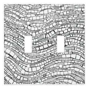 Abstract Black and White Design Light Switch Cover