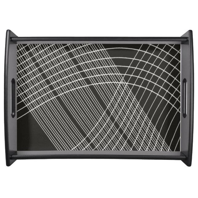 Abstract black and white design serving tray (Front)