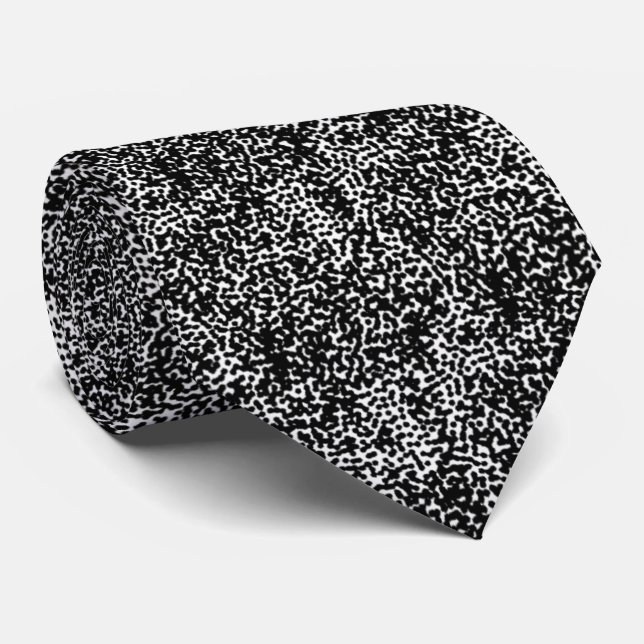 Abstract Black And White Dot Art Controlled Chaos  Neck Tie (Rolled)