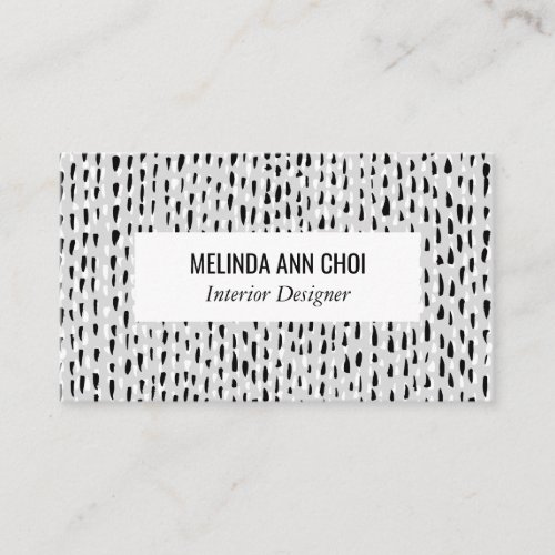 Abstract black and white dots on gray minimalist business card