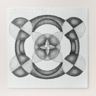 Abstract Black and White Drawing Art Mandala Jigsaw Puzzle