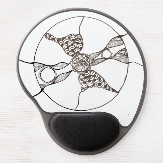 Abstract Black-and-White Eclipse Design Gel Mouse Pad (Front)