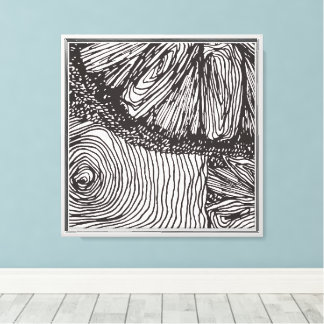 Abstract Black and White Floral Line Art Print