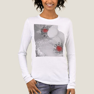 Abstract Black and White Flowers with Red Accent Tri-Blend Shirt