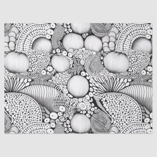 Abstract Black and White Geometric Doodle (3) Tissue Paper (Front)