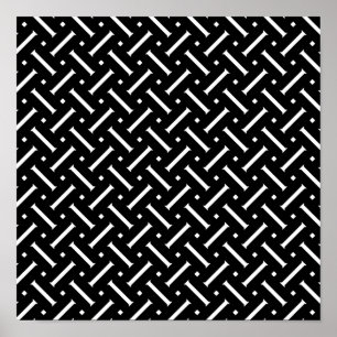 Abstract black and white geometrical pattern poster