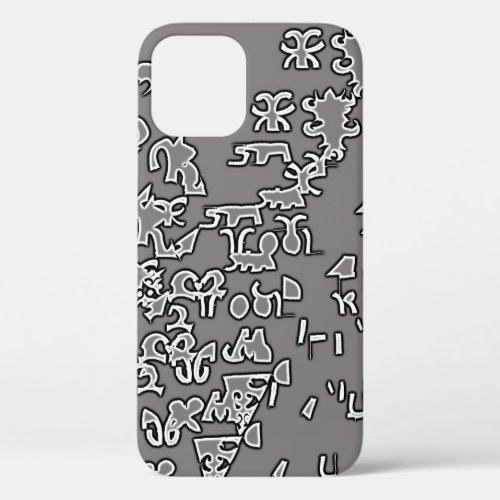 Abstract Black And White Grey Shapes Pattern iPhone 12 Case