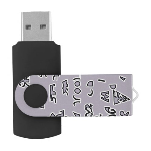Abstract Black And White Grey Shapes Pattern Flash Drive