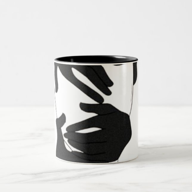 Abstract Black and White Hands Mug (Center)