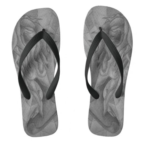 abstract black and white lady posing art flip flops