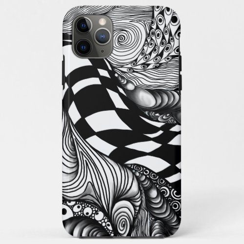 Abstract black and white line tangle iPhone 11 pro max case