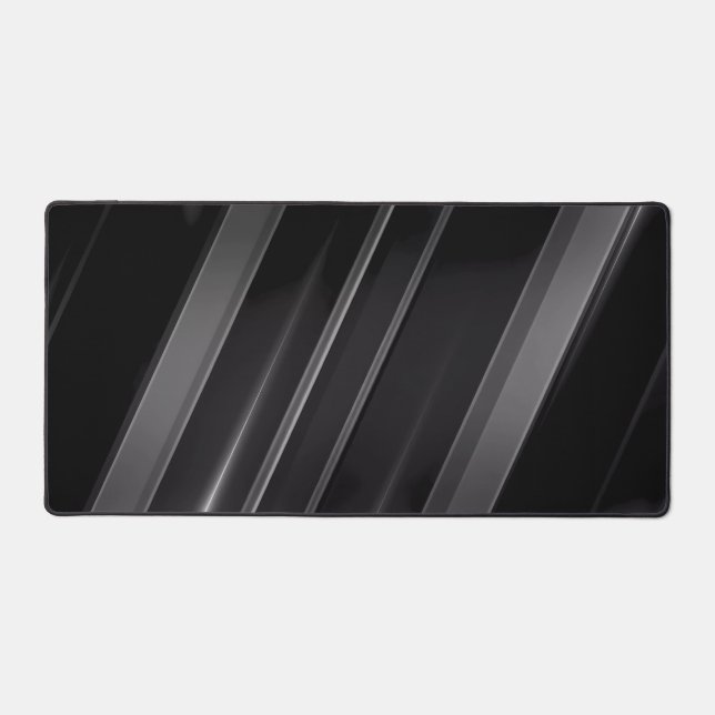 Abstract Black and White Lines in Motion Desk Mat (Front)