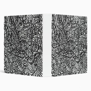 Abstract Black and White Lines Pattern 3 Ring Binder