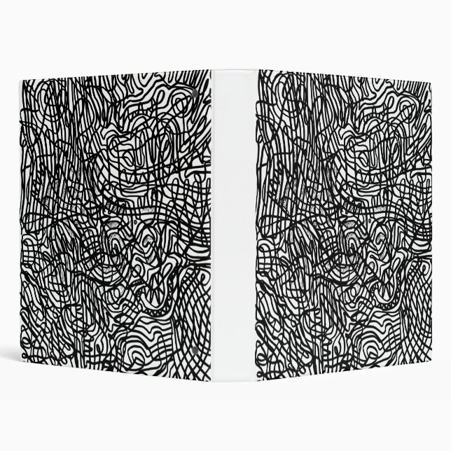Abstract Black and White Lines Pattern 3 Ring Binder (Background)