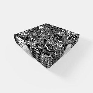 Abstract Black and White Liquid Marble Coaster Set