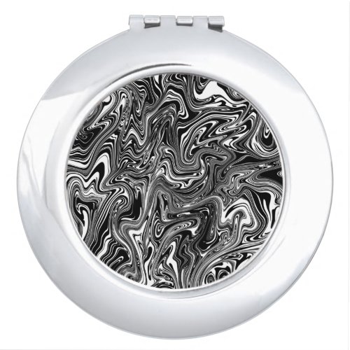 Abstract Black and White Liquid Marble Compact Mirror