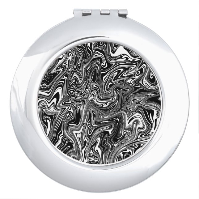Abstract Black and White Liquid Marble Compact Mirror (Front)