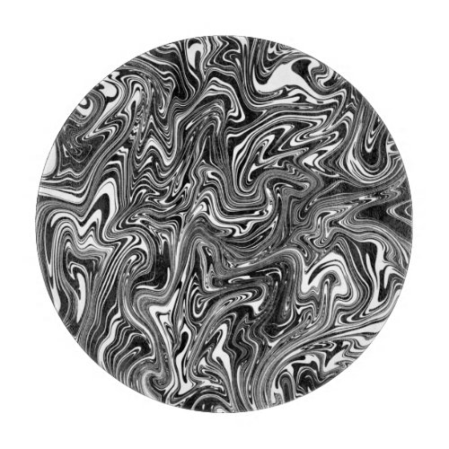 Abstract Black and White Liquid Marble Cutting Board